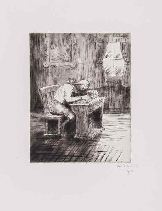 Appraisal: Henry Moore - Girl Doing Homework c etching with aquatint