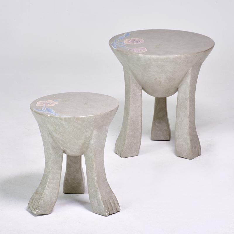 Appraisal: STYLE OF JOHN DICKINSON Two paw-footed stools Painted plaster Unmarked