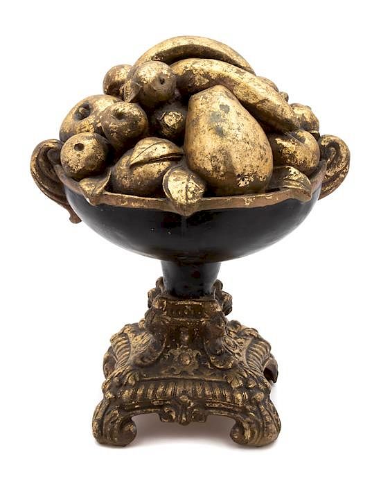 Appraisal: An Italian Ebonized and Gilt Fruit Bowl Height inches An