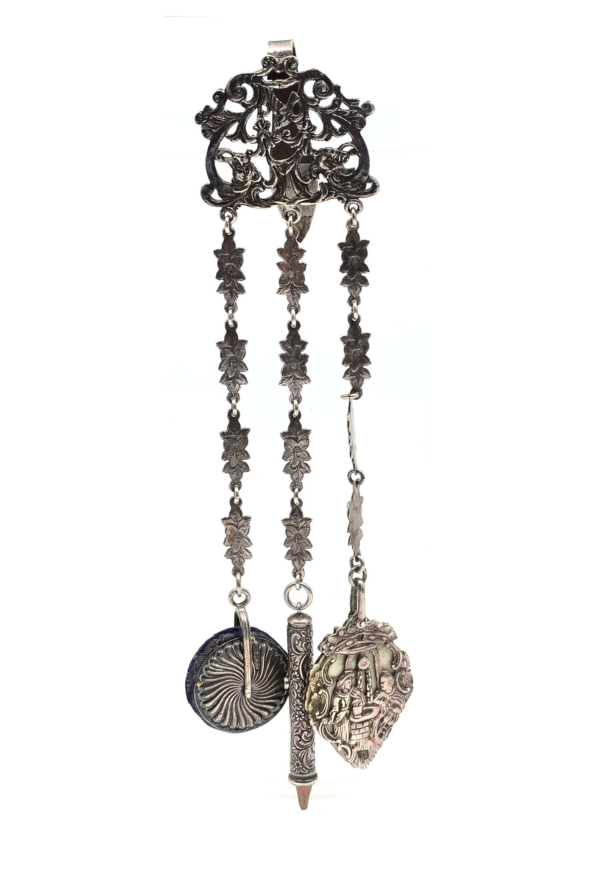 Appraisal: ENGLISH VICTORIAN STERLING SILVER CHATELAINE Samuel Jacob London Sterling silver