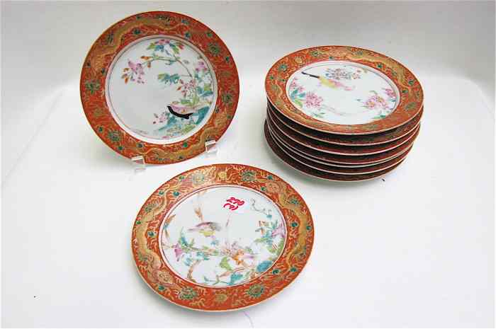 Appraisal: NINE CHINESE PORCELAIN DESSERT PLATES each having differing floral and