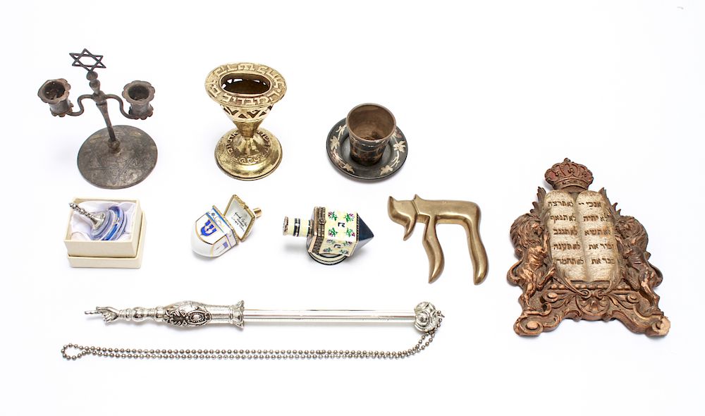 Appraisal: Judaica Yad Kiddush Cup Dreidels Others Judaica assorted group of