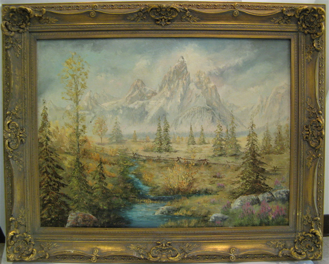 Appraisal: WILLY GISIN OIL ON MASONITE Swiss - Mountain landscape in