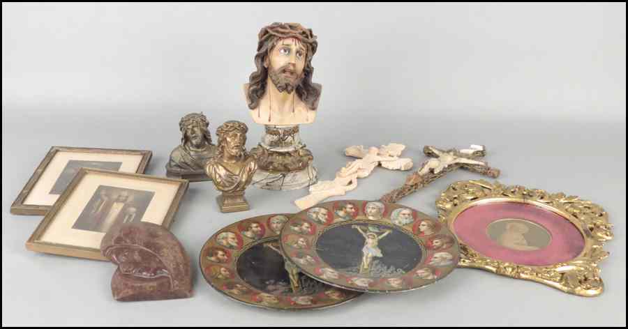 Appraisal: SPANISH SANTO CRISTO BUST Together with pair of Crucifixion and