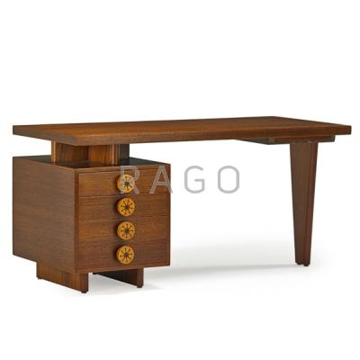 Appraisal: ANDREW SZOEKE - Single pedestal desk USA s Mahogany maple