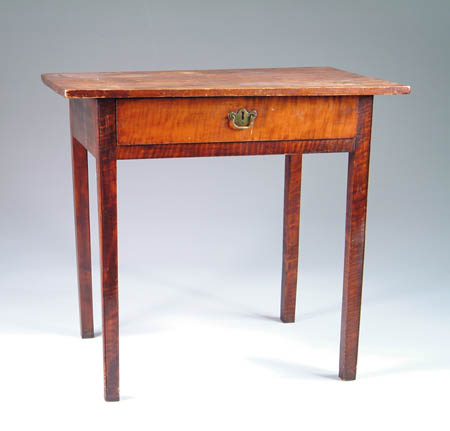 Appraisal: TIGER MAPLE CHIPPENDALE ONE DRAWER STAND This one drawer table