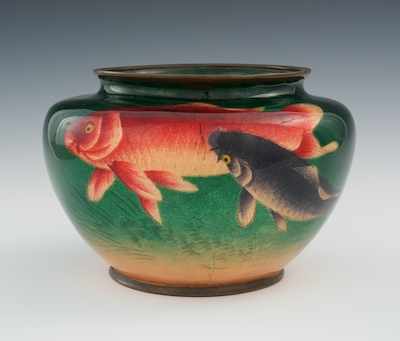 Appraisal: A Ginbari Carp Bowl th Century A broad round bowl