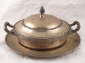 Appraisal: A silver German assay covered two handled ecuelle and stand