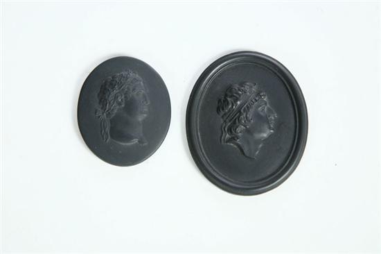 Appraisal: TWO BASALT MEDALLIONS Both are marked Wedgwood One is of