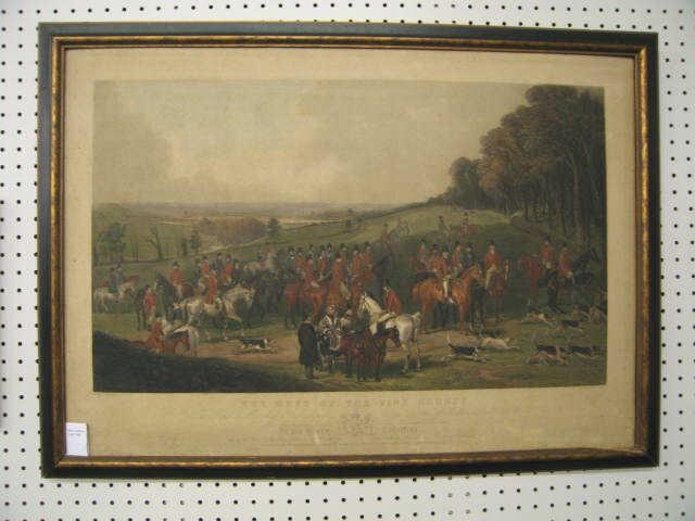 Appraisal: Fox Hunt Hand Colored Engraving The Meet of the Vine