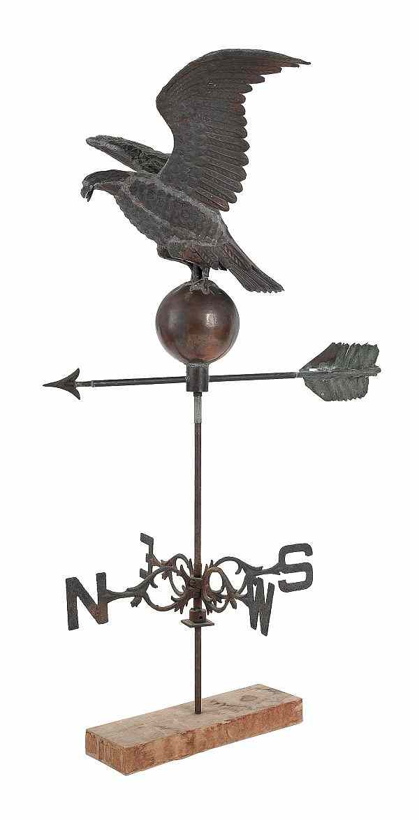 Appraisal: Copper eagle weathervane late th c with a cast iron