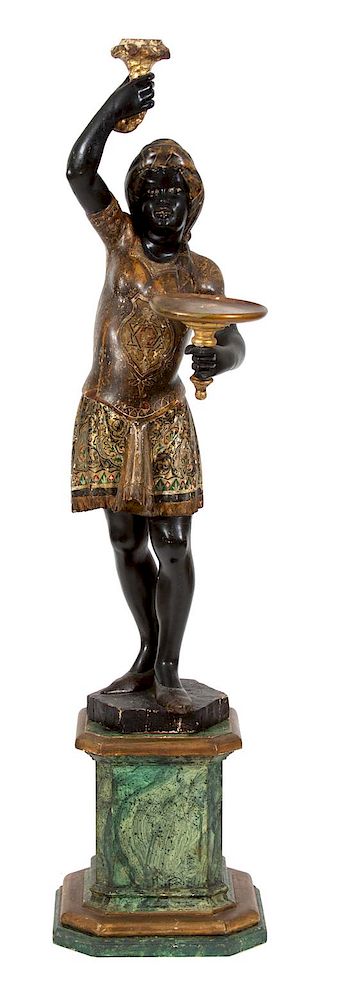 Appraisal: A Venetian Polychrome and Gilt Decorated Blackamoor Height inches A