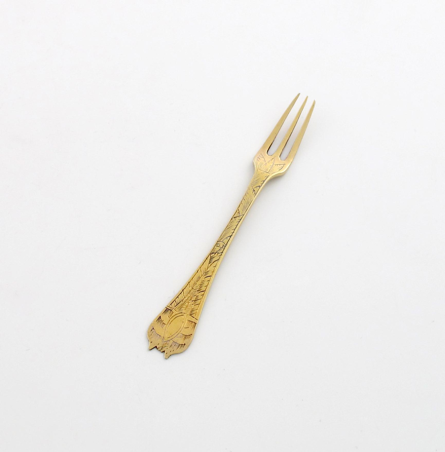 Appraisal: A late th century silver-gilt Trefid sweetmeat fork