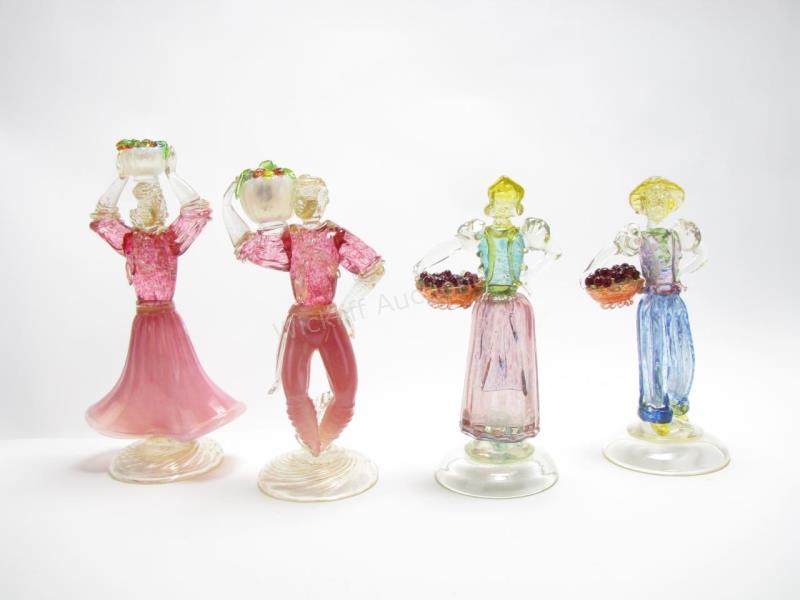 Appraisal: Italian Murano Glass Figures four women carrying baskets of fruit