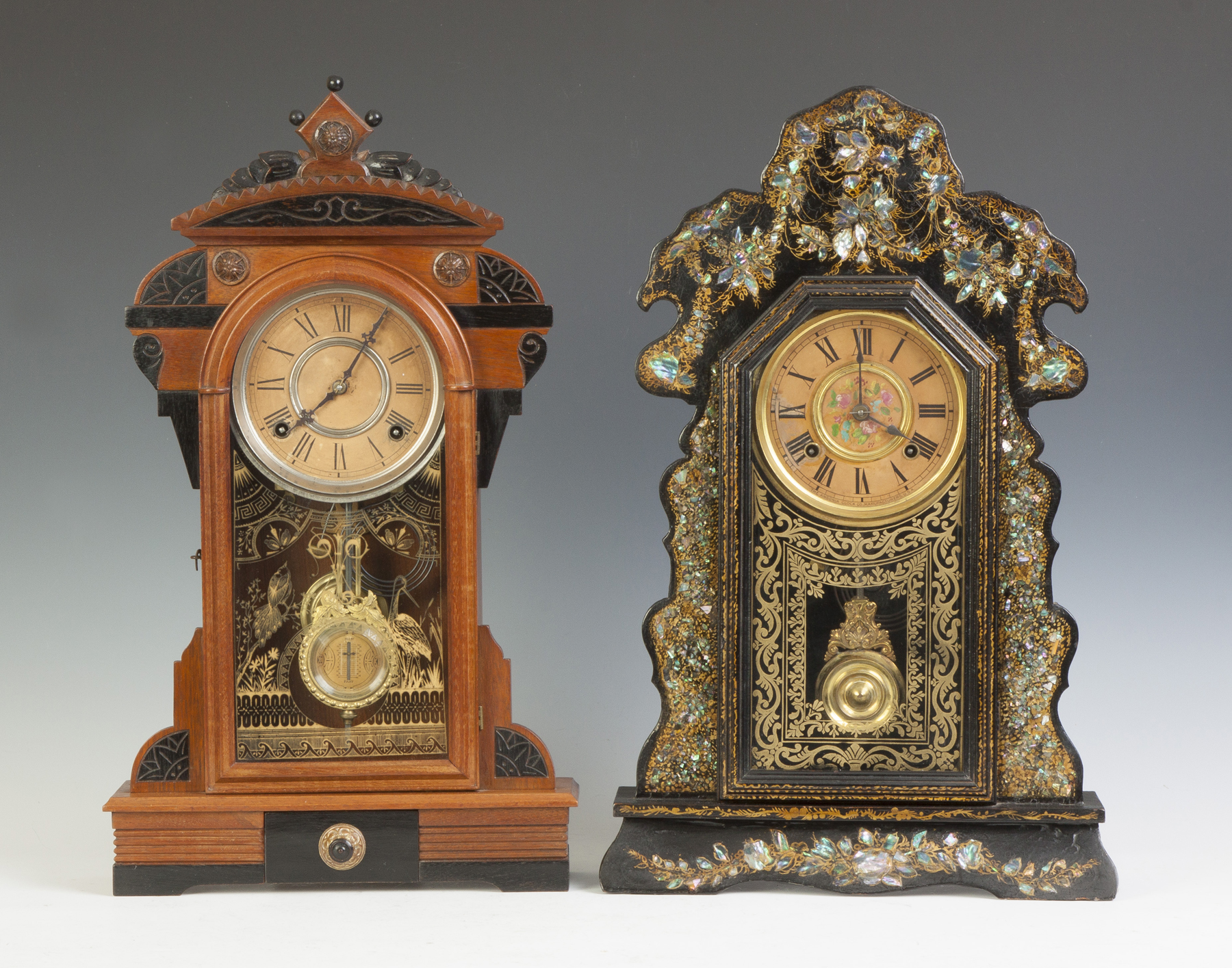 Appraisal: F Kroeber Victorian Shelf Clock Walnut case original finish ebonized