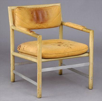 Appraisal: DUNBAR ASH LEATHER AND ALUMINUM ARMCHAIR x x in Provenance