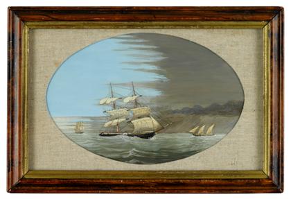 Appraisal: American School th th centurythree american ship portraits