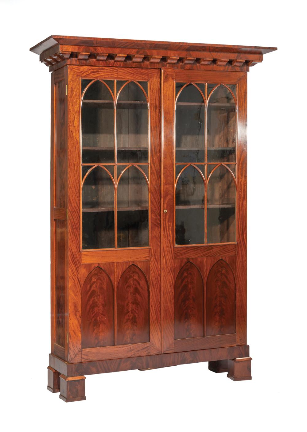 Appraisal: American Late Classical Carved Mahogany Bookcase c probably New York