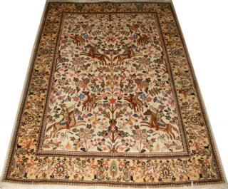 Appraisal: HAND WOVEN ORIENTAL TABRIZ HUNTING RUG W ' L '