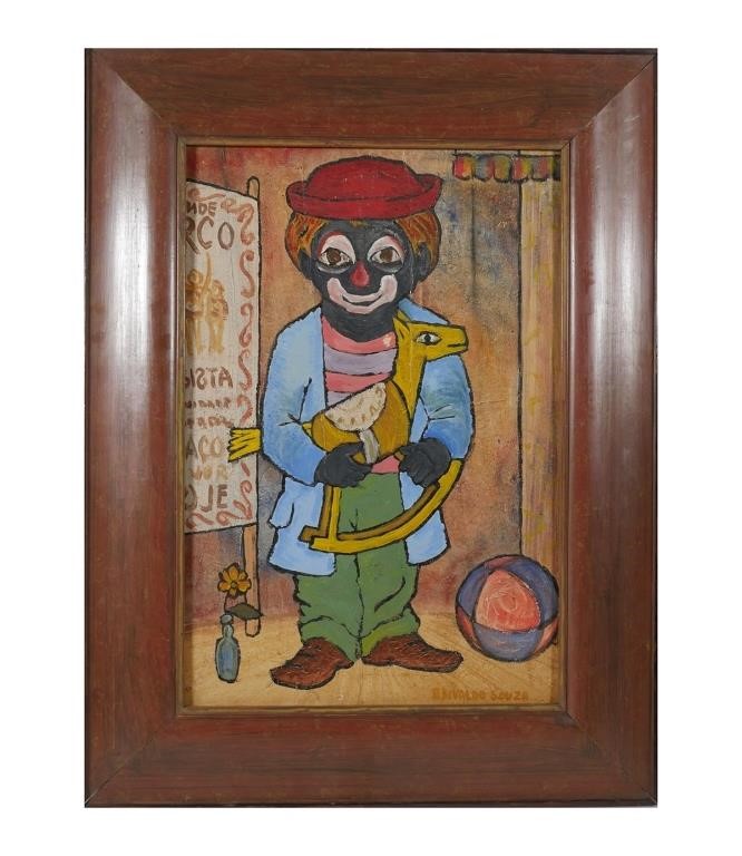 Appraisal: Oil on Canvas painting of a clown in black face