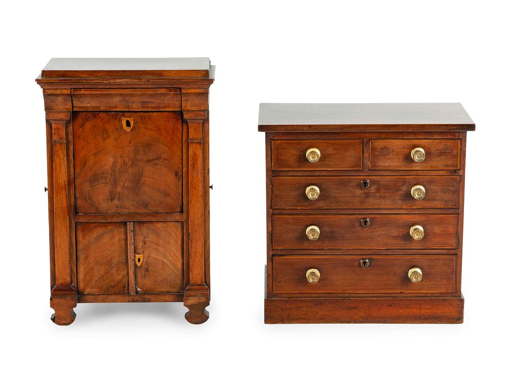 Appraisal: A Directoire Diminutive Walnut Secretaire a Abattant and a Similar