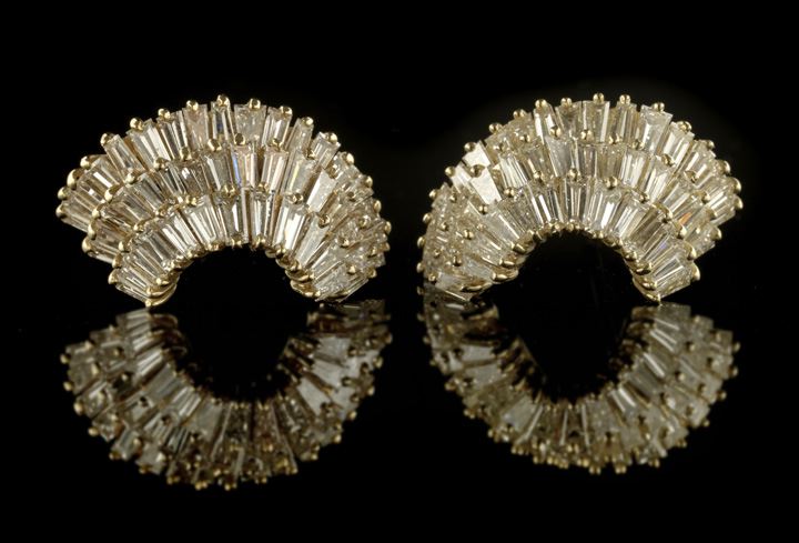 Appraisal: Dazzling Pair of Eighteen-Karat Yellow Gold and Diamond Earrings each