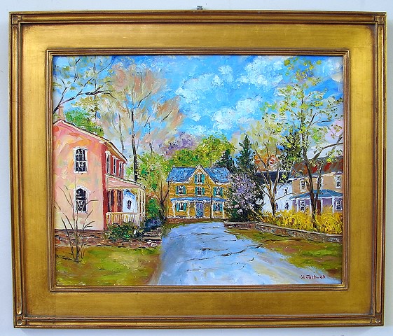 Appraisal: April in Carversville Bucks Co oil on canvas x SLR