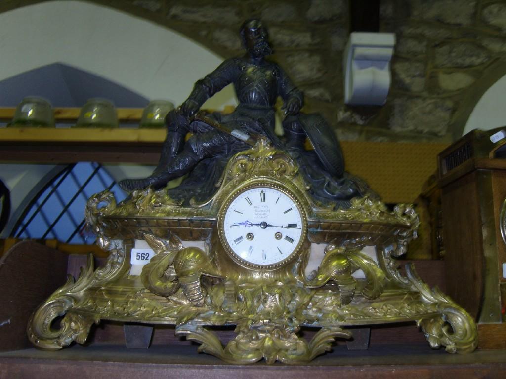 Appraisal: A large th century French gilt and spelter mantle clock