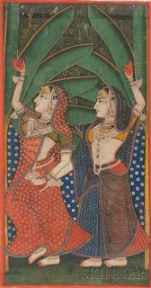 Appraisal: Painting Depicting Two Dancers Painting Depicting Two Dancers India late