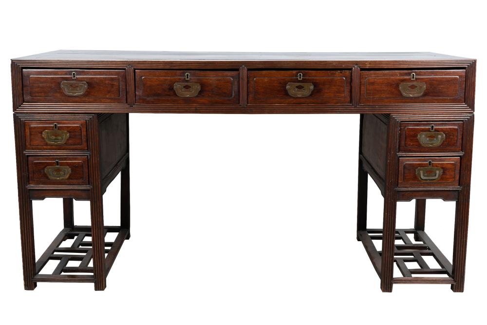 Appraisal: CHINESE CARVED HARDWOOD DESKProvenance The Estate of Valerie Franklin daughter