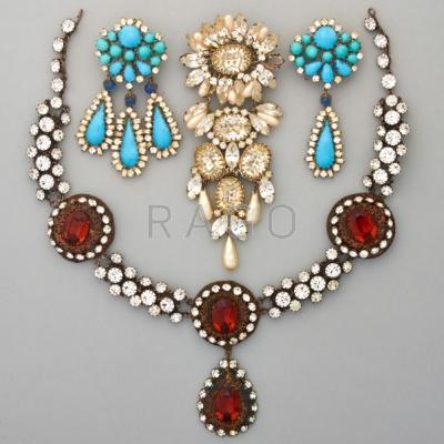 Appraisal: VINTAGE POURED GLASS OR PASTE FRENCH JEWELRY Long paste and