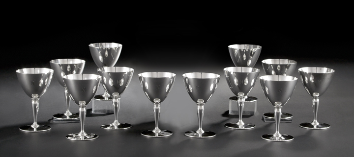 Appraisal: Set of Twelve Tiffany Co Sterling Silver Cordial Cups the