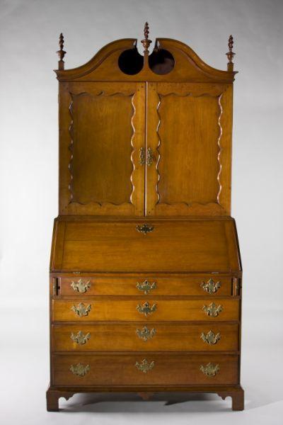 Appraisal: A Fine CT Chippendale Bonnet-Top Secretary circa - cherry with