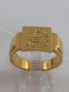 Appraisal: A yellow metal tests carat gold signet ring marked ct