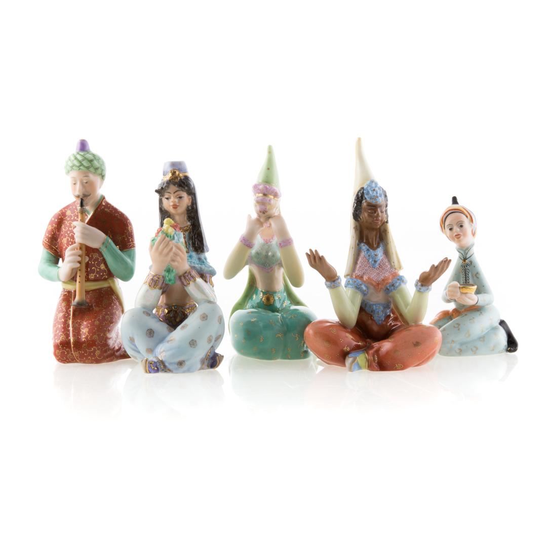 Appraisal: Five Herend porcelain Orientalist figures including Persian princess two harem