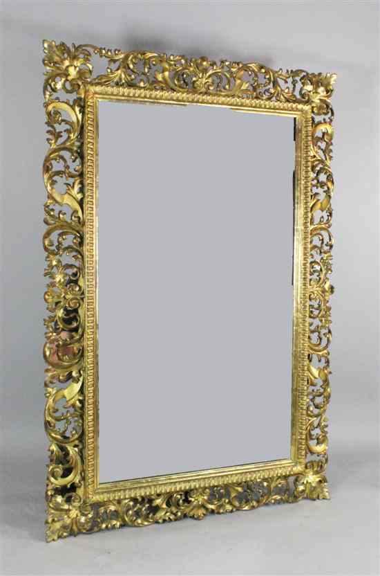 Appraisal: A th century Florentine carved giltwood and gesso rectangular mirror