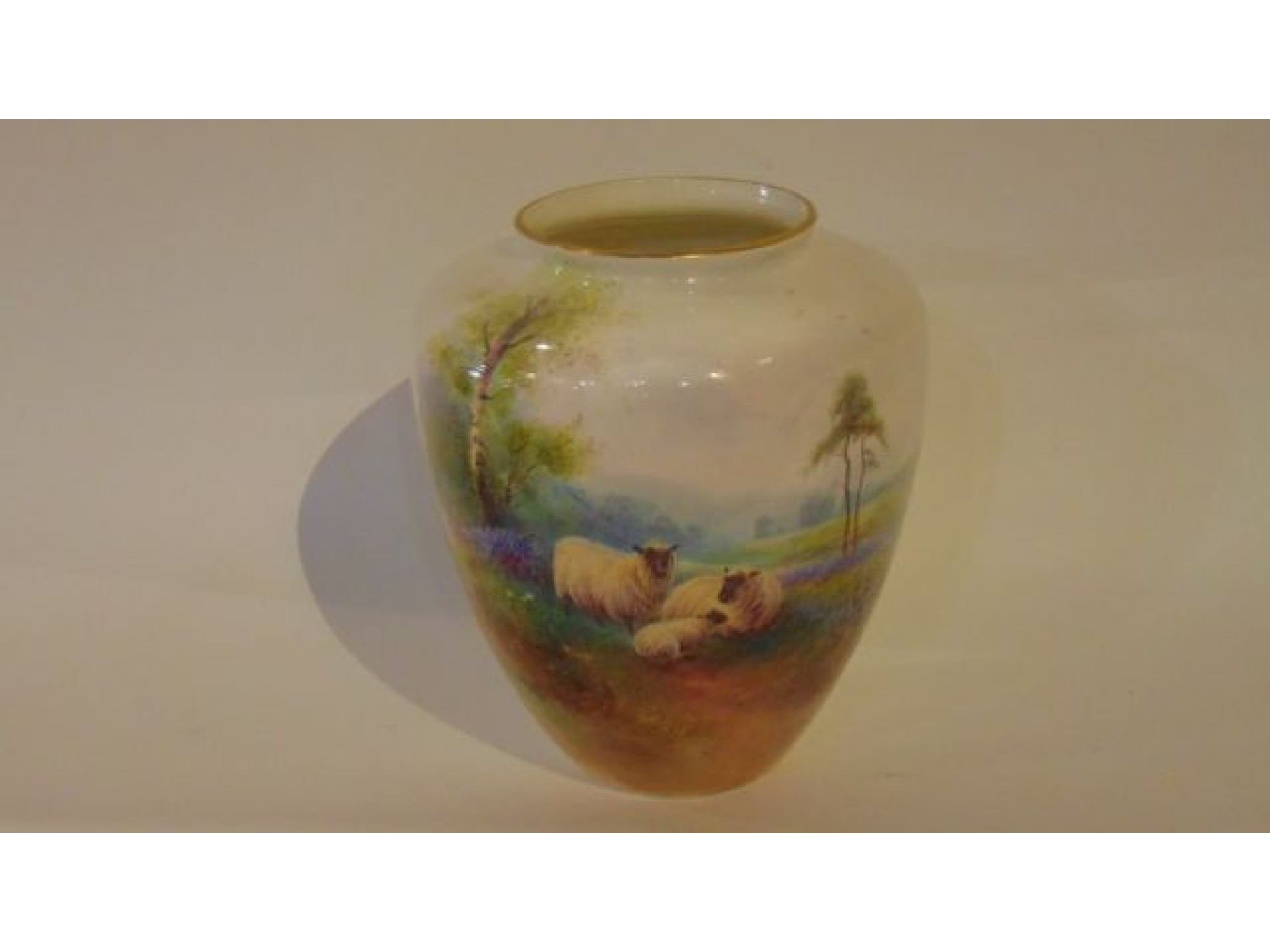 Appraisal: A Royal Worcester vase of shouldered form with finely painted