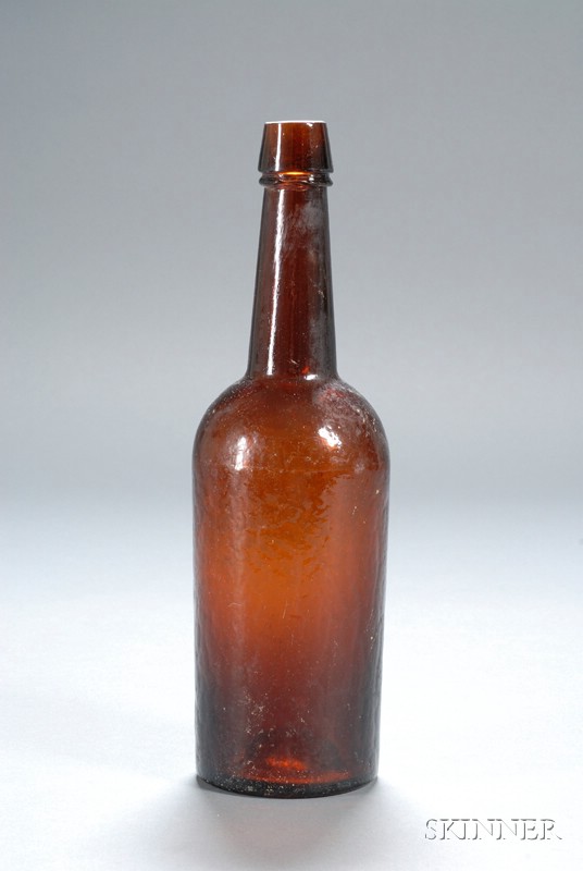 Appraisal: Amber Fort Trumbull Glass Co Whiskey Bottle New London Connecticut