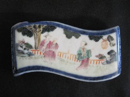 Appraisal: Chinese famille rose porcelain brush restjia Qing mark Qing dynasty