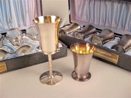 Appraisal: Two boxed sterling silver cordial sets warwickshire reproduction silver birmingham