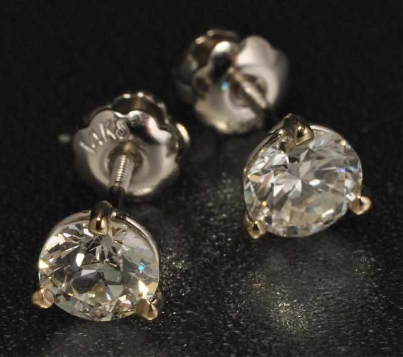 Appraisal: Pair of K W Gold Diamond Earrings Description Diamonds ctw