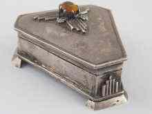 Appraisal: An Art Deco white metal tests silver triangular box with