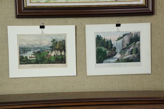 Appraisal: TWO UNFRAMED CURRIER IVES PRINTS Both small folios ''Scenery of