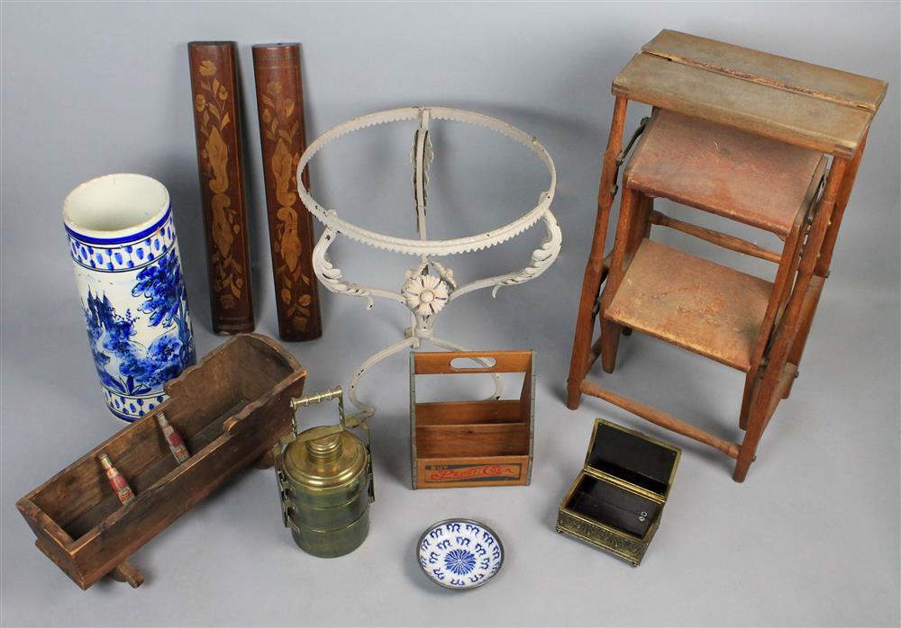 Appraisal: GROUP OF MISCELLANEOUS ITEMS INCLUDING WHITE PAINTED SMALL WROUGHT IRON