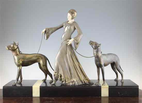 Appraisal: Georges Gori An Art Deco spelter and ivorine group of