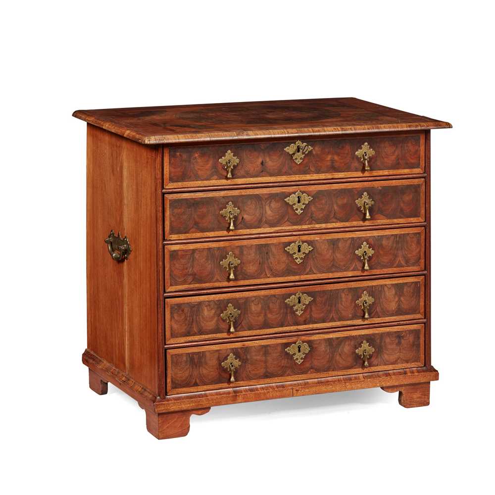 Appraisal: WILLIAM AND MARY OYSTER VENEERED SMALL CHEST OF DRAWERS LATE