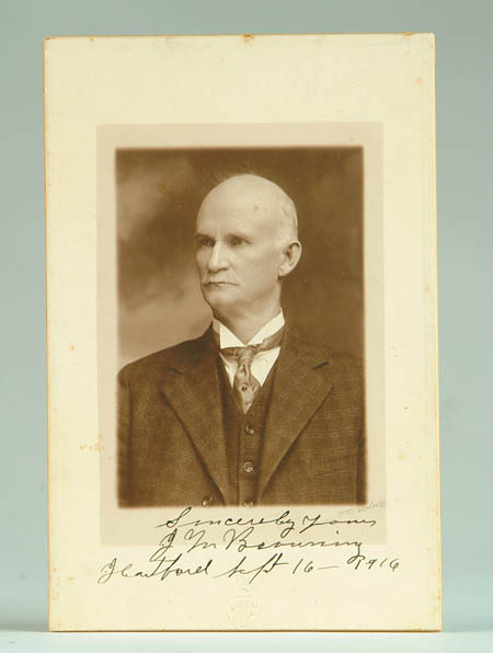 Appraisal: RARE AUTOGRAPHED JOHN BROWNING CABINET CARD PHOTOGRAPH Fine image of