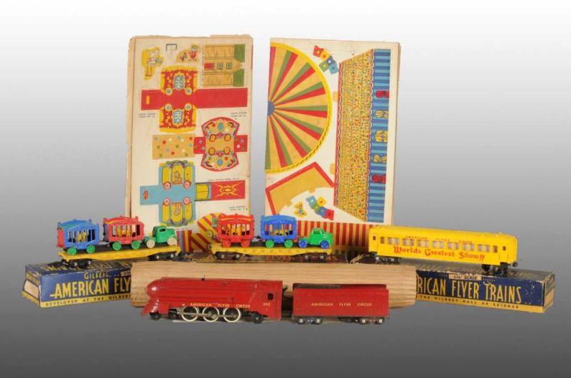 Appraisal: American Flyer S-Gauge Circus Train in OB Description Post-war Includes