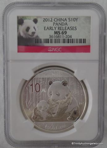 Appraisal: Chinese Silver Panda MS oz Bullion CoinGraded and slabbed by