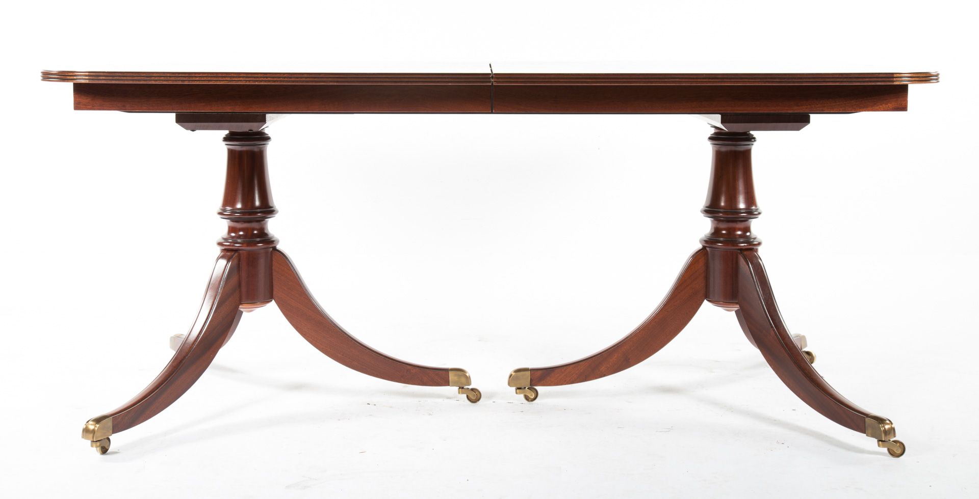 Appraisal: George III style inlaid mahogany dining table two in D-shaped